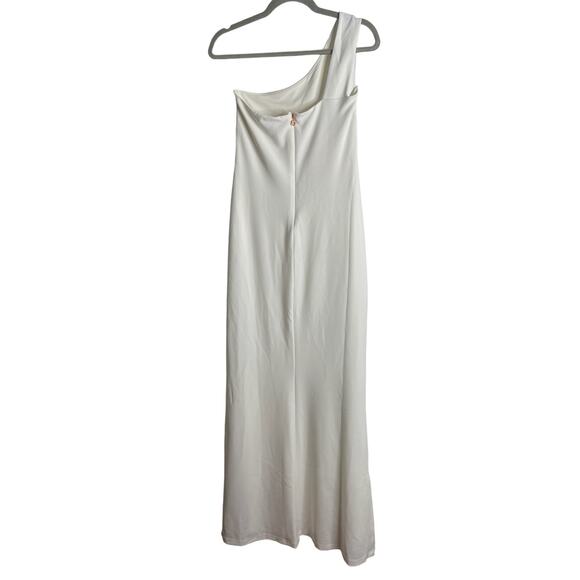 Nookie Bliss Cut Out Gown Maxi Dress One Shoulder Cut-Out Front High Slit Large - Picture 12 of 14